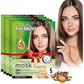 Herbishh Argan Hair Mask - Deep Conditioning & Hydration 25ml x 5 Pouches for Healthier, Nourished Hair | No Sulphates, No Parabens | Travel-Friendly Pack
