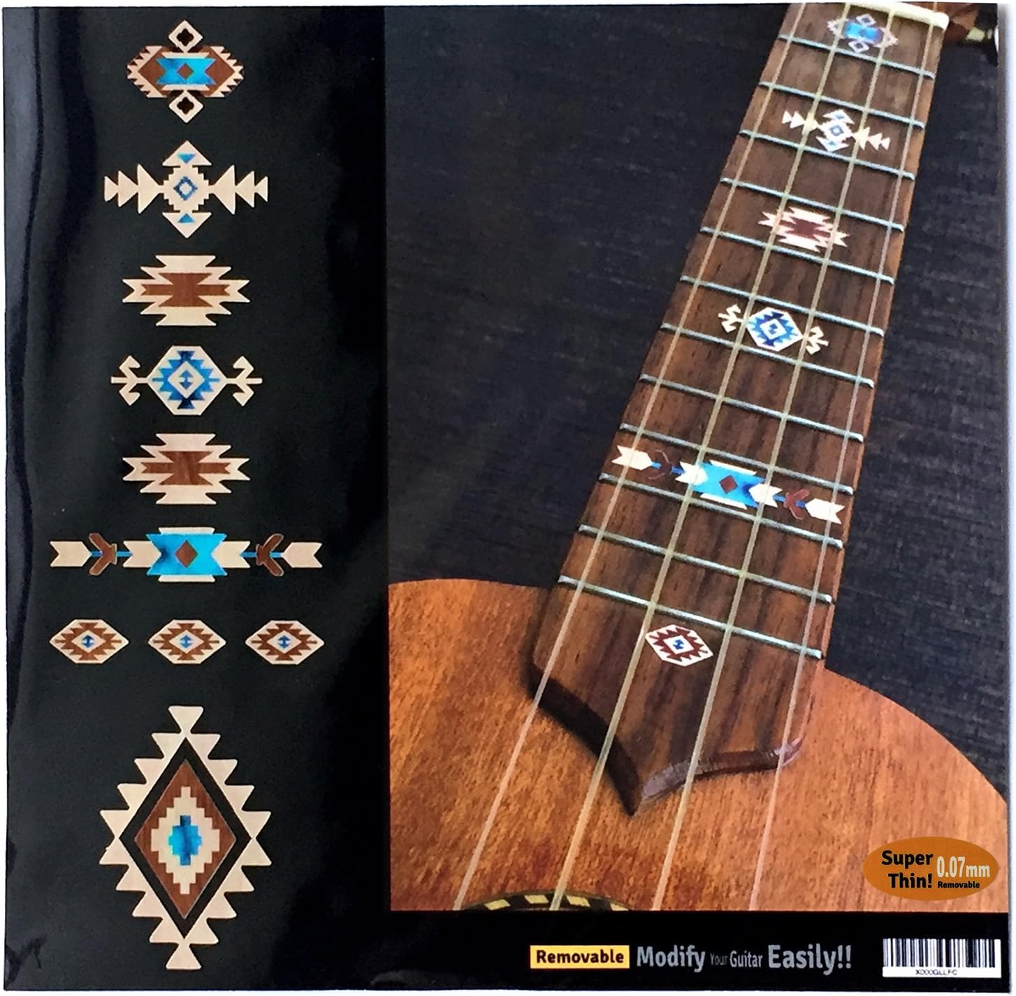 Inlaystickers Fret Markers for Ukuleles - Native American Style Ethnic Pattern - Natural UKF-295NA-NA