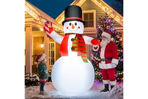 TISEJOY 8 FT Christmas Inflatables Yard Decorations Snowman Outdoor, Giant Christmas Blow Ups Outdoor Decor Waterproof with Built-in Bright LED Lights for Yard Garden Patio Lawn