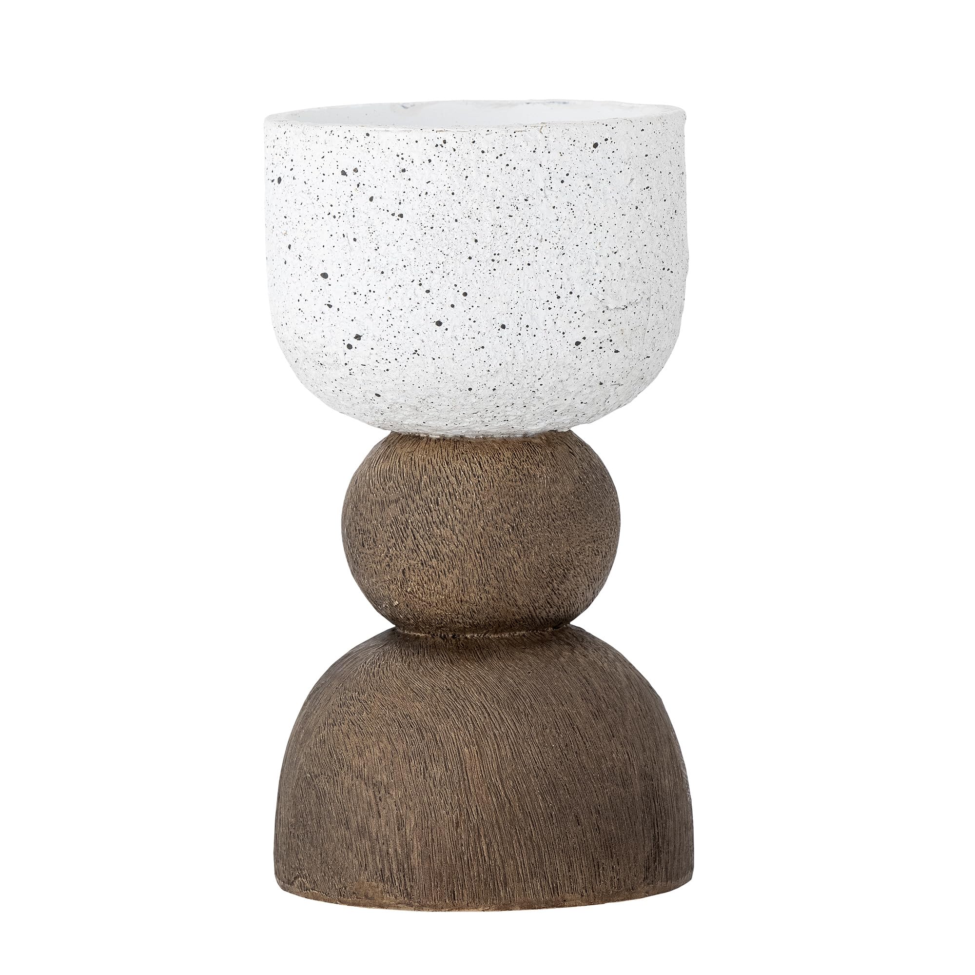 Creative Collection Marjun Votive and Candlestick, Unique Brown Polyresin, Saffron & Ginger Theme, Fits Tealight D4xH2 cm, Product Dimension D9xH16 cm - Aesthetic Contrast of Soft and Rough Surfaces