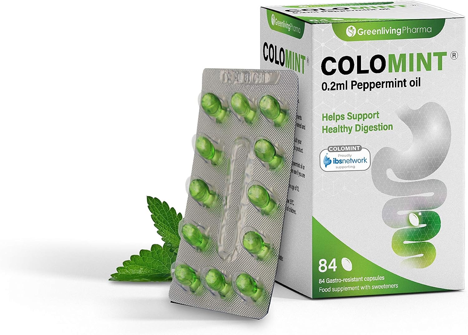Colomint Peppermint Oil Capsules, Natural IBS Relief & Bloating Relief, 84 Gastro-Resistant Peppermint Capsules (0.2ml)