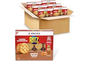 RITZ Peanut Butter Sandwich Crackers, Lunch Snacks, 48 Snack Packs (6 Boxes, 6 Crackers Per Pack)