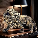 SHTWX 13 Inch Strong Lion Statue Figurine Sculpture Resin Collectible Gifts for Lion Lover Office Home Decor Desk Accessories Decoration Garden Figurines Outdoor Decor Bronze