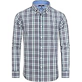 Alimens & Gentle Men's Plaid Button Down Shirts Cotton Long Sleeve Dress Shirts Regular Fit Gingham Shirts