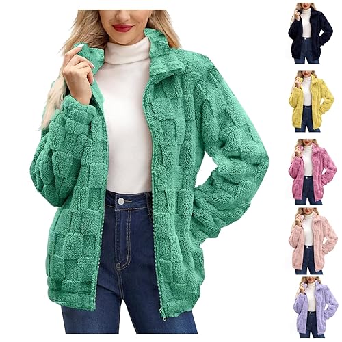 Long Hoodies for Women UK, Fleece Warm Winter Coat, Soft Fluffy Sherpa Zip Up Casual Cardigan Outwear with Pockets for Ladies