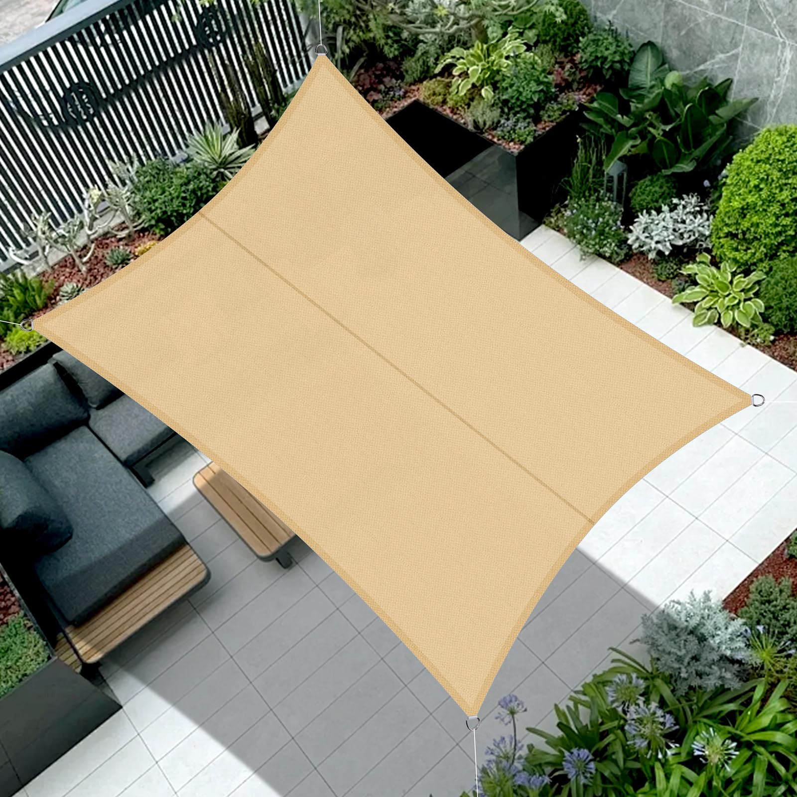 Cool Area Sun Shade Sail 2.5x3.5m Rectangle Waterproof, suitable for gardens, terraces and other outdoor,Sand