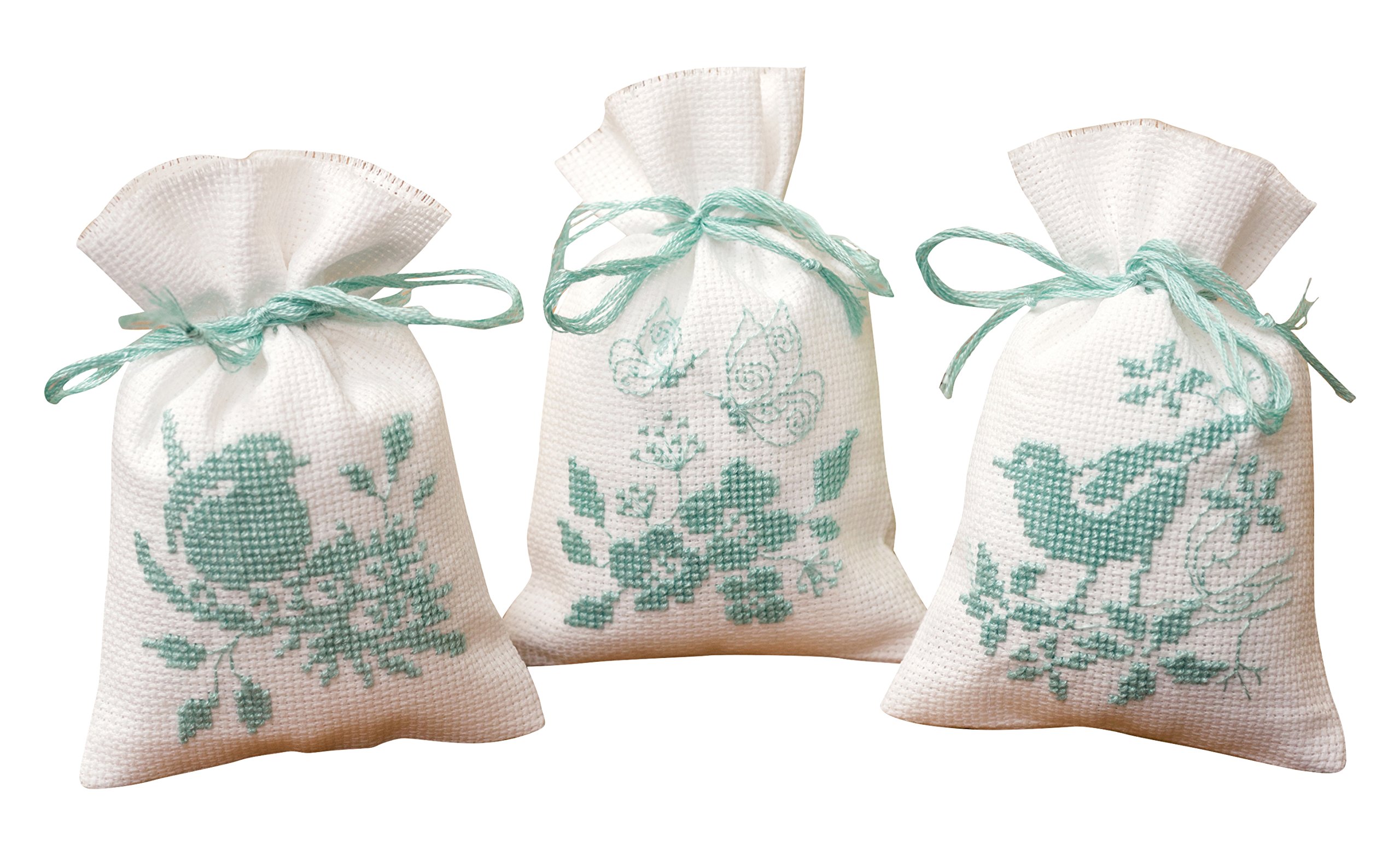Vervaco Pot Pourri Bags Birds and Blossoms (Set of 3), White