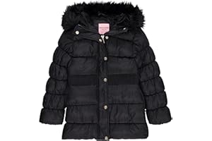 Juicy Couture Girls Coat, Faux Fur Hooded Winter Jacket, Warm Padded Parka Hoodie, Kids Heavyweight Winter Coat