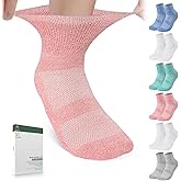 Bulinlulu Bamboo Viscose Diabetic Socks, 6 Pairs Non Binding Ankle Socks, Reinforced Toe, Size 6-9/9-11/13-15