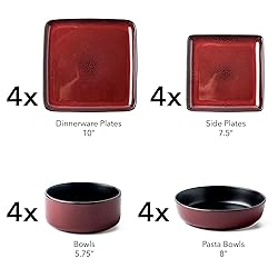 Arora FLACKAR Square Stoneware 16pc Double Bowl