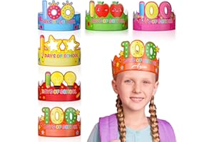 HONOSON 30 Pieces 100th Day of School Crowns, Happy 100 Day of School Paper Crowns Birthday Party Hats for Classroom Kids Kindergarten 100 Days of School Celebration Party Classroom Supplies, 6 Styles