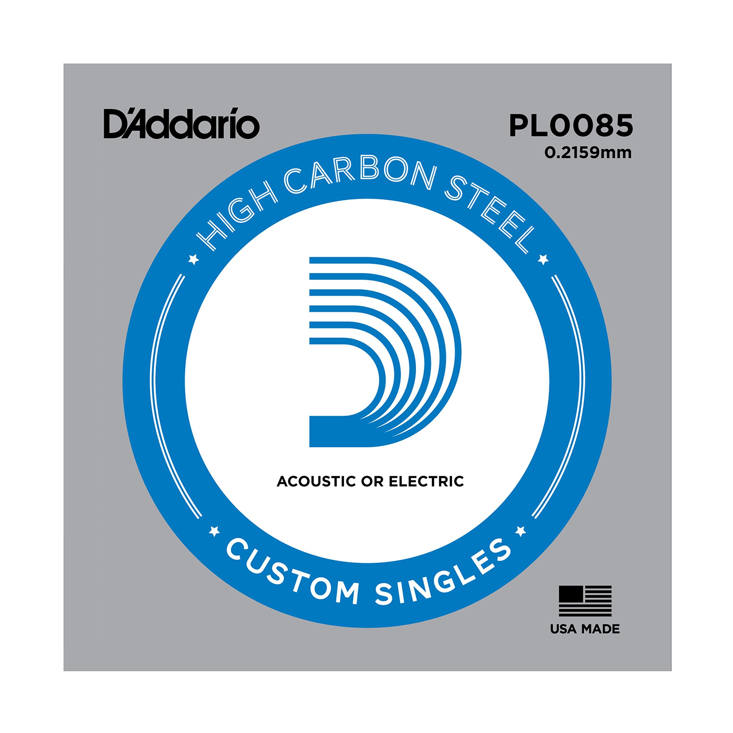 D'Addario PL0085 Plain Steel Guitar Single String, Grey, .0085 gauge — image 1