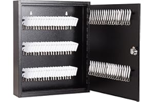 UMEKEN Key Box Wall Mount 100 Position Metal Valet Key Cabinet Lock Box with Key Tags, Key Holder Lockbox Key Organizer Safe Storage Locker Box, Black, 14" x 3.15" x 17.13"