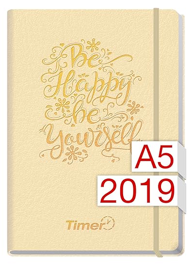 Chäff-Timer Premium A5 Kalender 2019 [Champagner] 12 Monate Jan-Dez 2019 - Gummiband, Einstecktasche - Terminkalender mit Woc