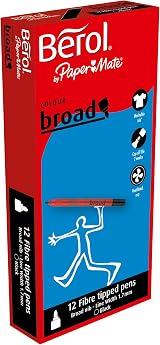 Berol Colour Broad Fibre Tipped Pen Black Pack of 12 view 1
