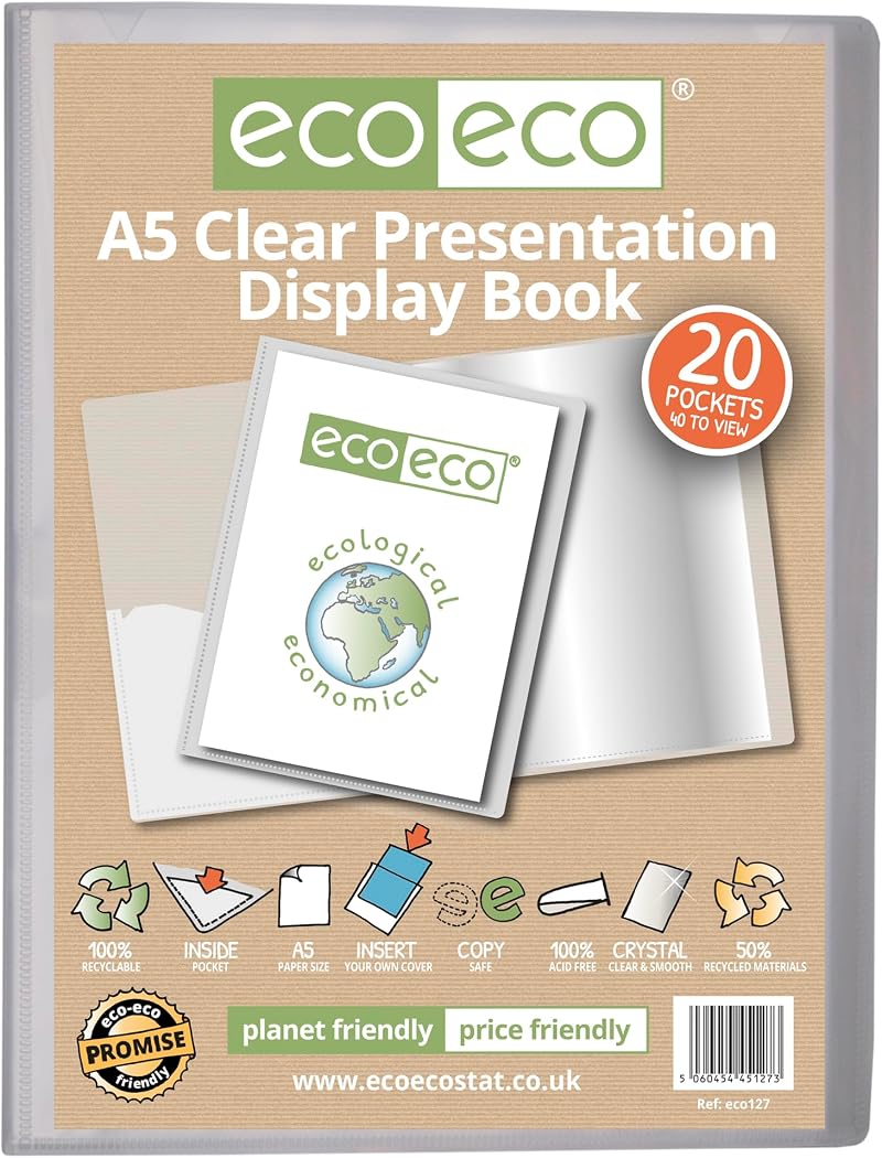 eco-eco A5 50% Recycled 20 Pocket Clear Presentation Display Book