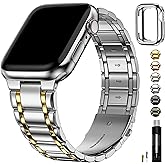 Fullmosa Bands Compatible with Apple Watch Band 41mm 40mm 38mm 46mm 49mm 45mm 44mm 42mm, Stainless Steel iWatch Band with Case for Apple Watch Series 11 10 9 8 7 6 5 4 3 2 1 SE3/2/1 Ultra3/2/1, 38mm 40mm 41mm, Silver and Gold