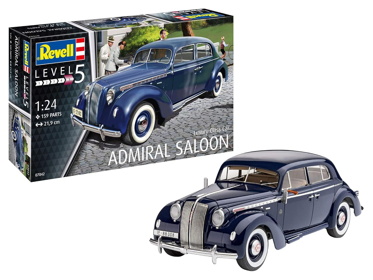 Revell GmbH 07042 Luxury Class Car Admiral Saloon Plastic Model Kit, Blue, 1:24