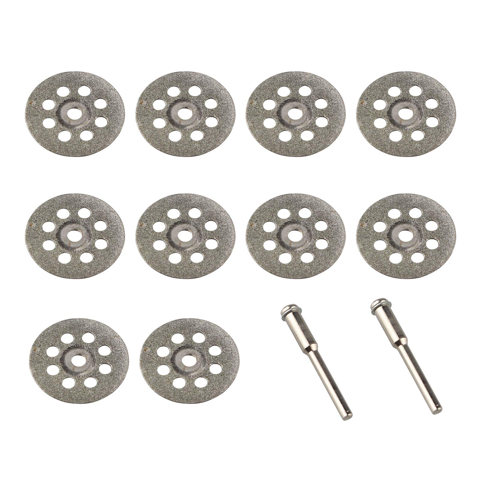 HALJIA 10pcs 22mm Diamond Saw Cutting Off Disc Wheels 2 Mandrel Shaft For Dremel Rotary Tools Stone Jade Rock Glass Cut Trim Shape