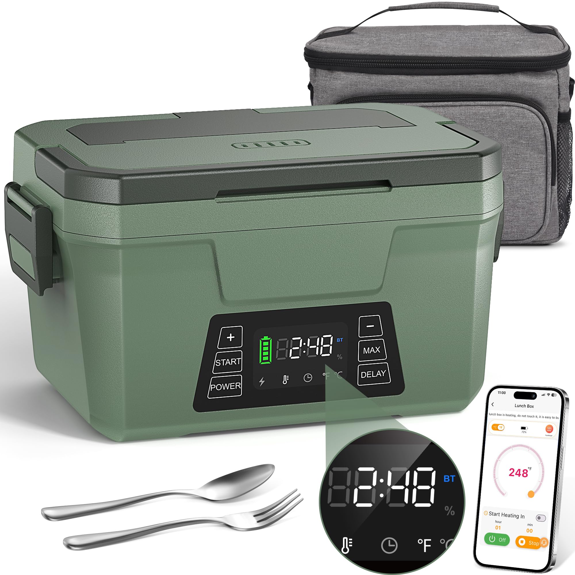 Photo 1 of Monteka Cordless Electric Lunch Box for Adults, Rechargeable Heated Lunch Box with Scheduled Heating, Portable Food Warmer with Memory Function & Automatic Keep Warm, Christmas White Elephant Gifts