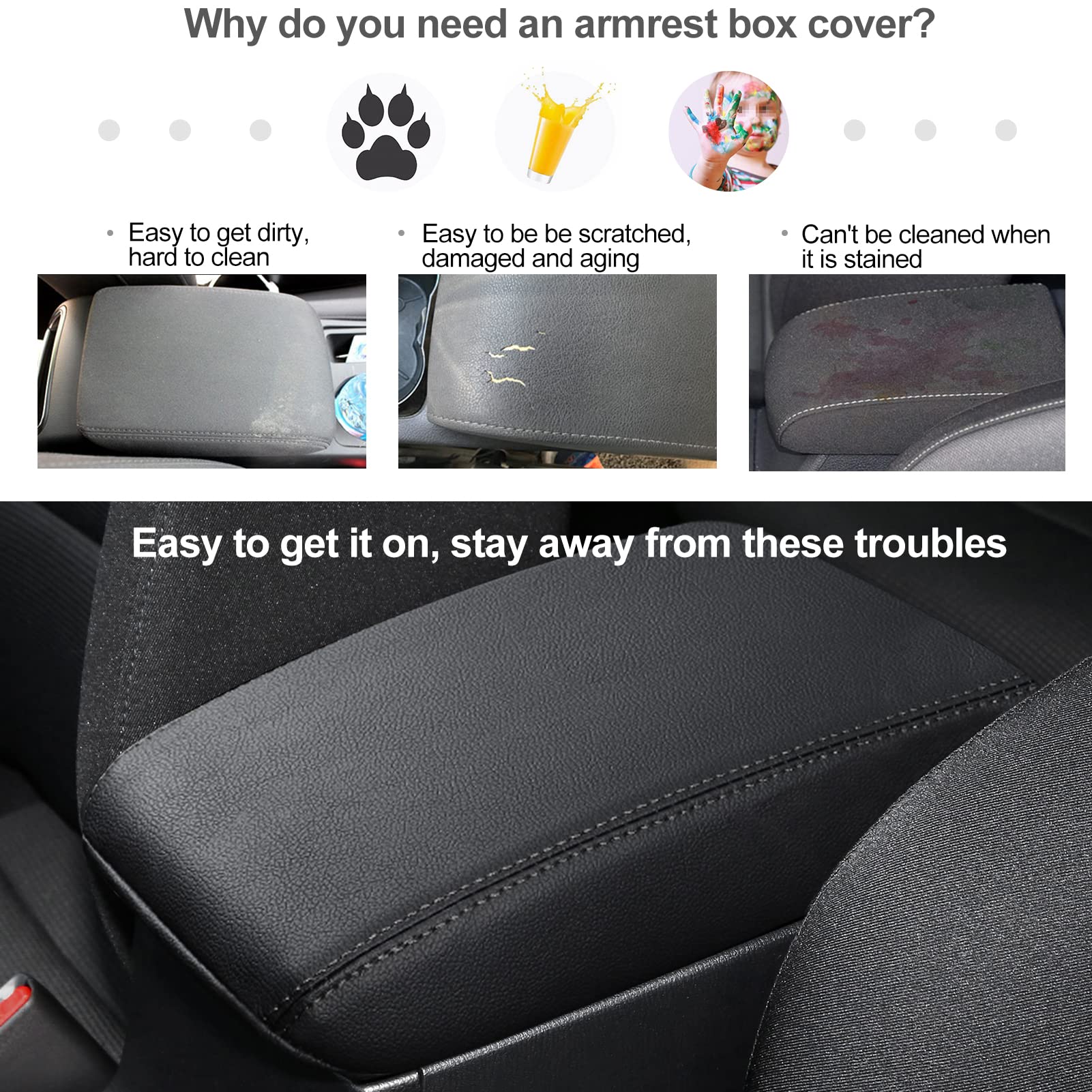 ANFOKAS Compatible with Mazda CX-5 Accessories 2025 2024 2023 2022 2021 2020 2019 2018 2017 Car Center Console Cover Armrest Cover Lids Armrest Storage Box Protector -Black Stitches