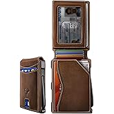 BULLIANT Men Wallet, Metal Wallet Money Clip Magnetic Flip Top Grain Leather 13 Cards Pop-up Access Simplifed Bill Folder