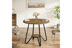 Tribesigns 31.5" Round Wooden Conference Table, Small Meeting Table for 4 People, Compact Office Table for Small Spaces, 31.5" W x 31.5" D x 29.5" H