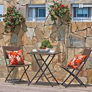 Grand Patio - Juego de muebles para terraza o balcón, plegables, resina