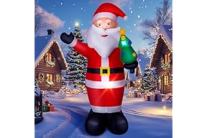 Wothfav 8FT Christmas Inflatable Santa Claus Outdoor Decorations, Inflatable Santa with Xmas Tree Built-in LED Lights, Blow Up Yard Decorations for Holiday Xmas Party Indoor Garden Lawn