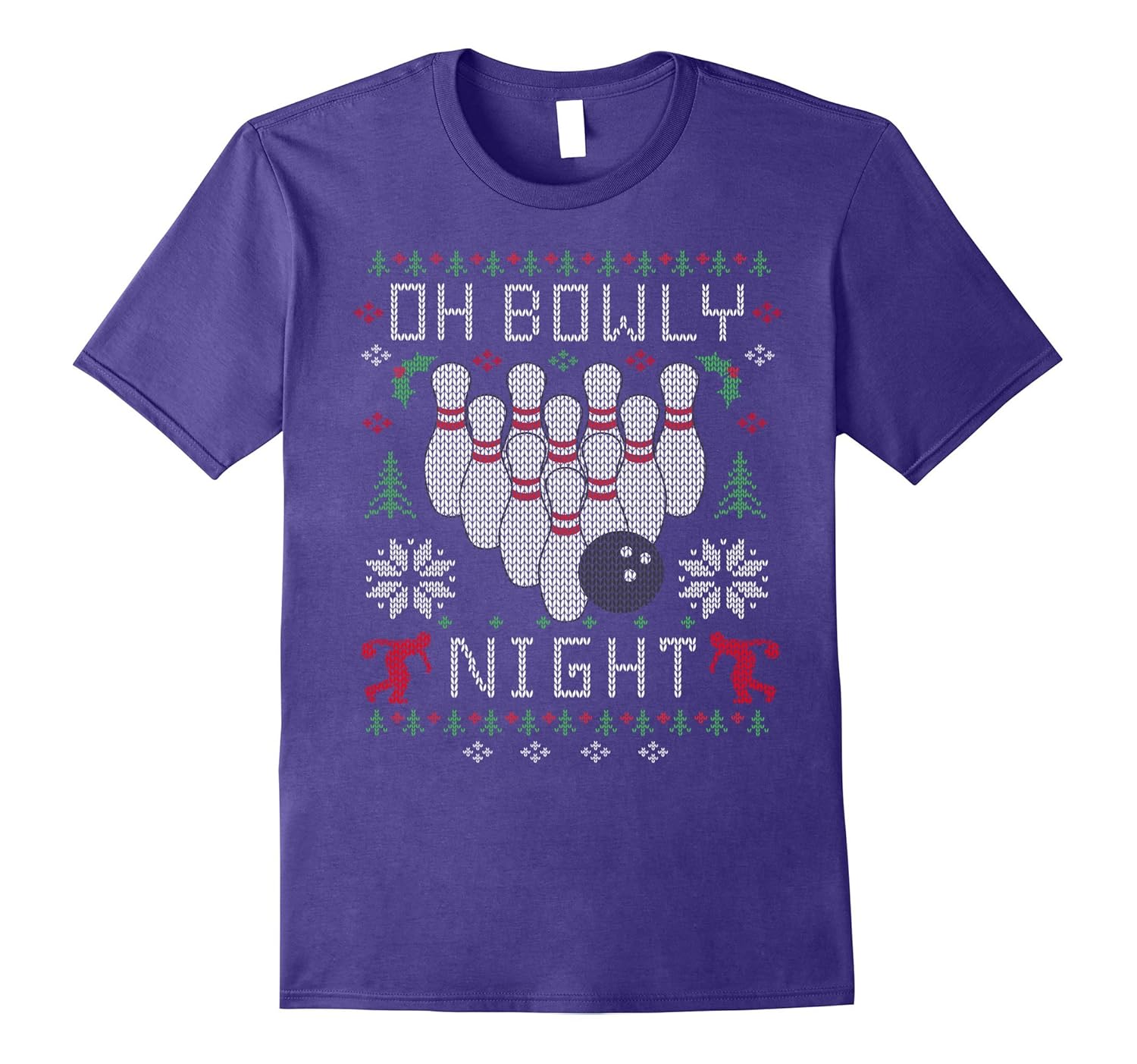 Oh Bowly Night Bowling Ugly Christmas Sweater Party T-shirt-ANZ