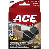 ACE Brand Adjustable Compression Ankle Support, Moderate Support for Weak, Sore or Injured Joints, Adjustable Straps, One Size Fits Most