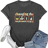 Teacher Shirts for Women Funny Teacher Life Graphic Tees Casual Inspirational Teaching T Shirt for Teacher's Day