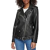 Levi's womens Oversized Faux Leather Belted Motorcycle Jacket (Standard & Plus Sizes)