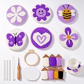 Nuoviyiya Punch Needle Coaster Kit for Adults Beginners, Complete Embroidery Kit with Adhesive Felt & Pre-Printed Patterns, Easy DIY Craft Set with Yarn, Hoop, Tools & Instructions