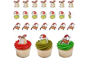 DecoPac How The Grinch Stole Christmas! Rings, Cupcake Decorations With Cindy Lou Who, The Grinch, Max, Christmas Cake Toppers, Food Safe Festive Cupcake Toppers – 24 Pack
