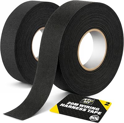 SOL 2 Pack 20m Black Cloth Tape Wiring Loom Harness Binding Felt for Cars