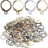 120 Pcs Leverback Earring Hooks, Gold Plated Loop Earrings Ear Wires with Open Loops, Zinc Alloy Round French Hook Clasps Leverback Earrings Making Kit for DIY Jewelry Making Findings (4 Colors)