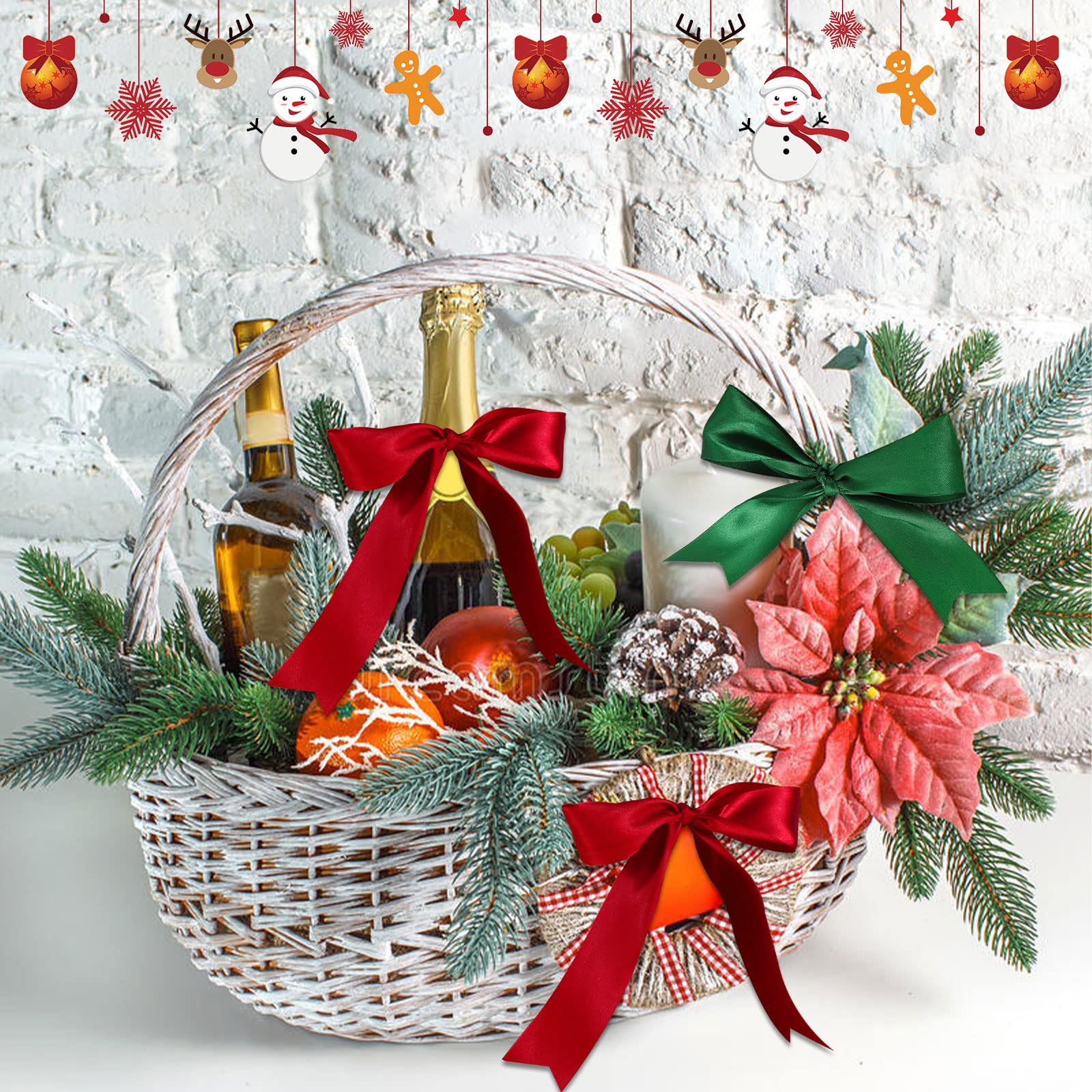 2 Rolls Christmas Ribbon 1.6 Inch X 50 Yards Red and Forest Green Ribbon Polyester Satin Ribbons Wide Holiday Ribbons for Wreaths Christmas Trees Gift Wrapping Crafts