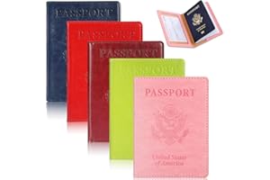 labato Passport Holder Family Vaccine Card Holder Combo, 5 Pack Passport Cover Waterproof Cruise Accessories Must Haves, Travel Essentials PU Leather Passport Wallet