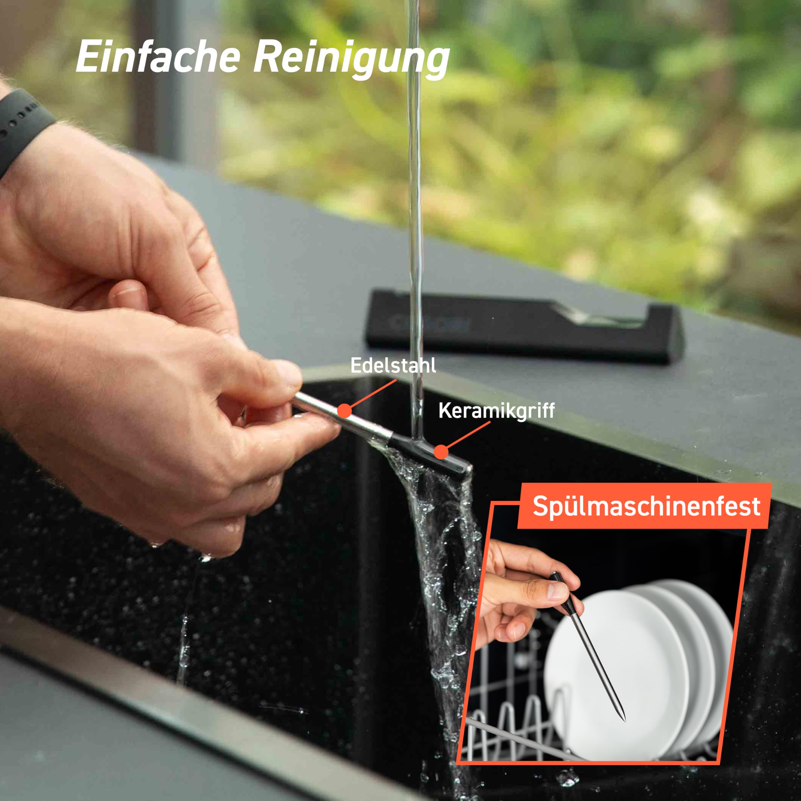 COSORI Erstes Smartes Fleischthermometer, Kabelloses Grillthermometer Bluetooth, perfekt für Heißluftfritteuse, Bratenthermometer für Küche und Grill, Spülmaschinenfest, Schwarz 9