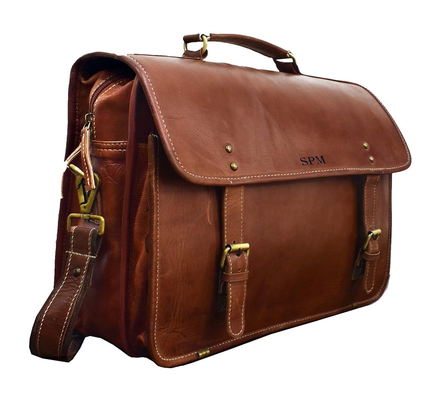 personalised leather satchel mens