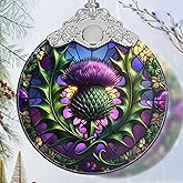 Scottish Thistle Stained Glass Orament - Christmas Ornament - Christmas Decorations for Tree - Holiday Present ldeas - Gift Exchange