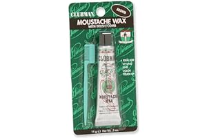 Clubman Pinaud Moustache Wax with Free Brush/Comb Applicator Brown, 0.5 Ounce