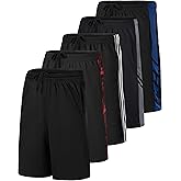 Real Essentials 5 Pack: Men’s 9" Mesh Shorts – Athletic Gym, Workout, Basketball, Running, Casual Lounge Activewear Pockets