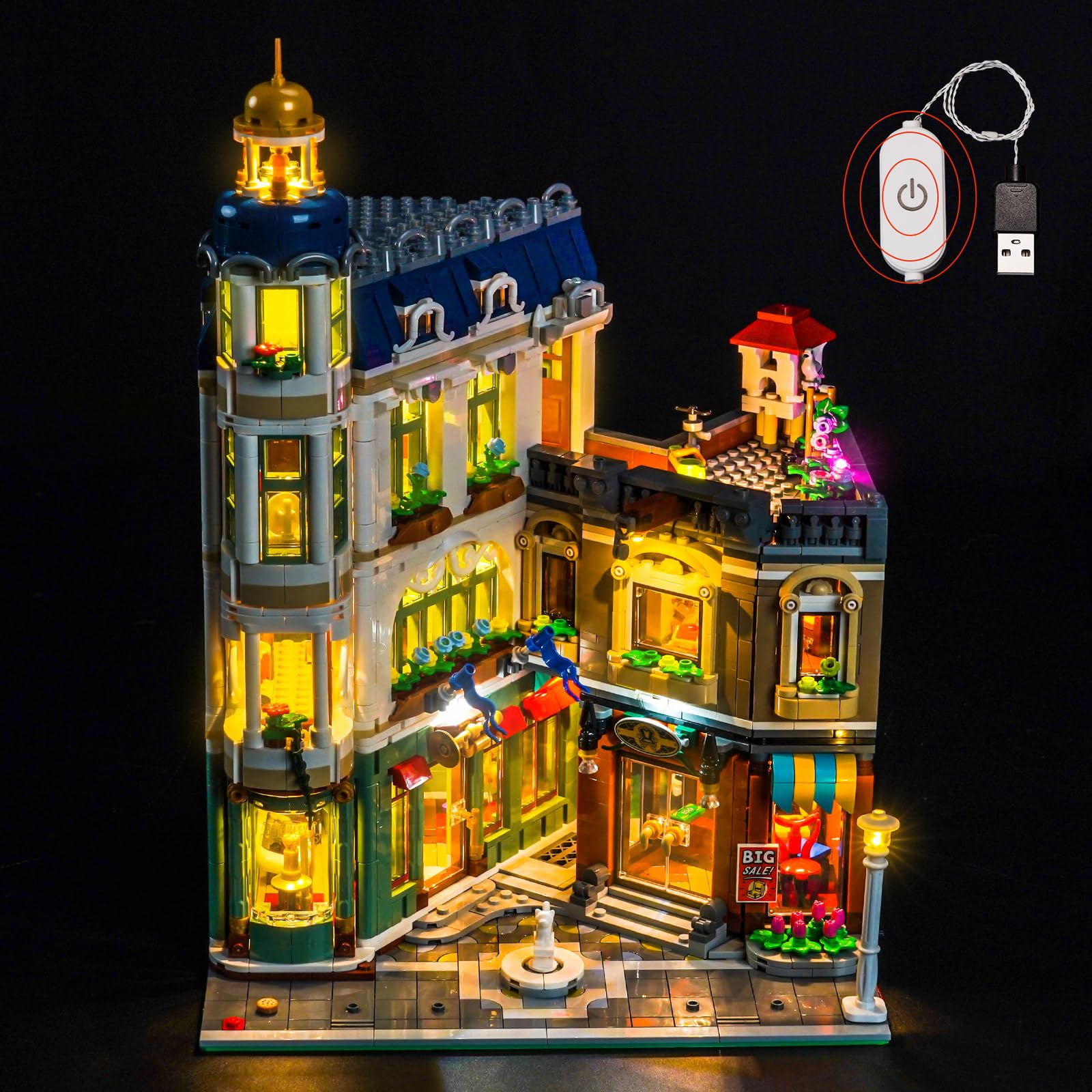 LocoLee LED Light Set Compatible with Lego 11371 Shopping Street LED Decoration Lighting Kit Compatible with Lego Icons 11371 Building Blocks Model, Only Lights Set, No Model