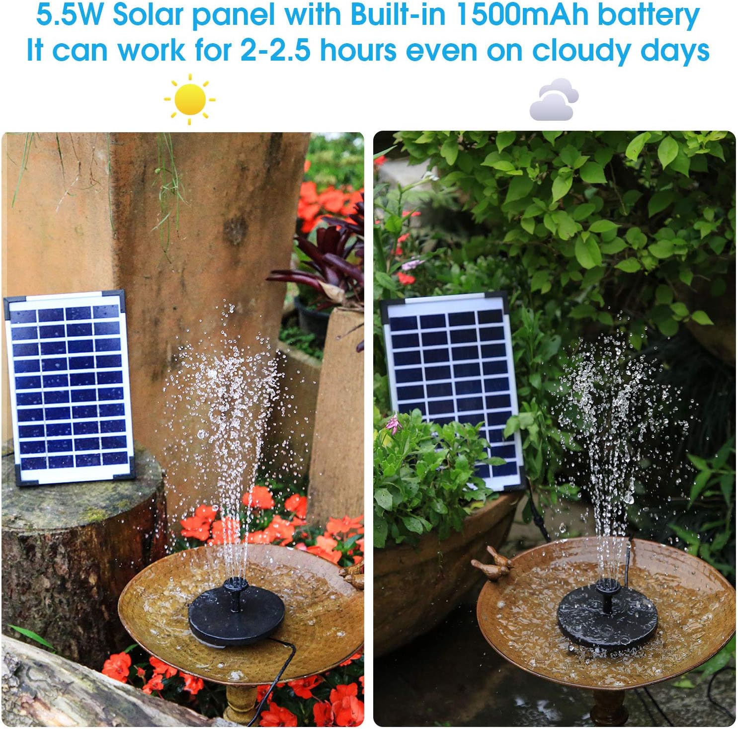 AISITIN 5.5W Solar Fountain Pump - Image 5