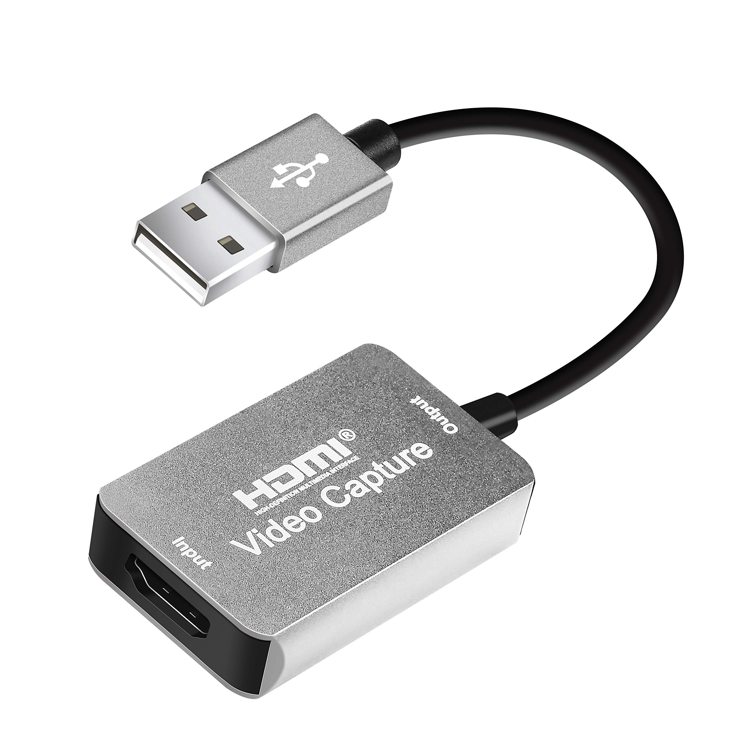 HDMI Video Capture, KUYiA Audio Video Capture Cards HDMI to USB 2.0, 1080P&30hz Record For DSLR Camcorder Action Cam,Live Broadcast HDMI Into USB (Grey)