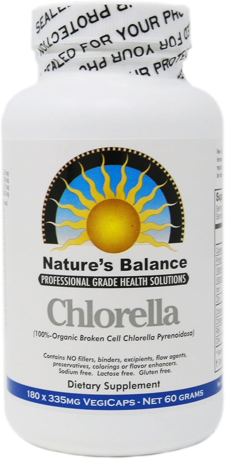 100% Pure Premium Grade Chlorella Pyrenoidosa by Nature's Balance - 180 Capsules