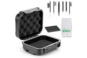 PHIRUNTY 18 Pieces Set High Seal Waterproof Hearing Aid Case with Extractable Sponge, Drop-Proof, Shock-Proof and Crush-Proof Storage Box, Hearing Aids Accessories with Cleaning Kits Cleaning Tool