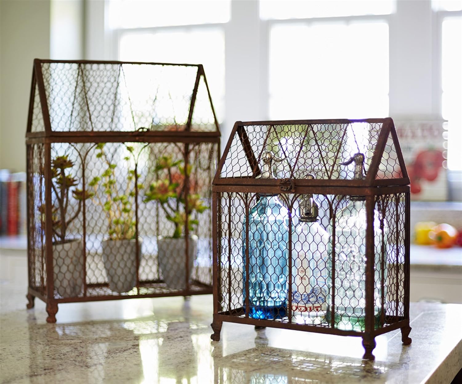 Chicken Wire Bird Cages (Set of 2) 16", 21.5" H Home & Kitchen